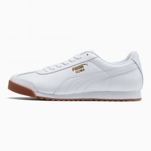 Tenis Puma Roma Classic Gum Blancos Dorados | 56183VZYD