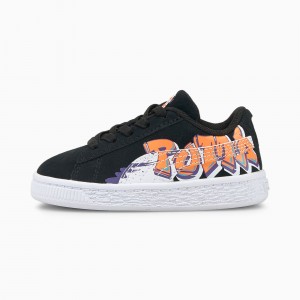 Tenis Puma Suede Calle Art Toddler Negros Naranjas | 15407AKMN