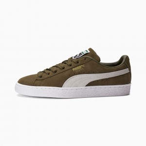 Tenis Puma Suede Classic XXI Verde Oliva Oscuro Blancos Dorados | 97156UYPD