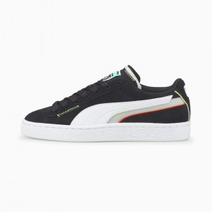 Tenis Puma Suede Displaced JR Negros Blancos | 40827HRYV