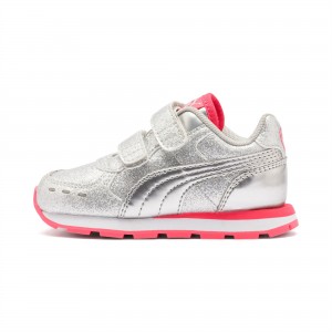 Tenis Puma Vista Glitz Toddler Plateados Coral Blancos | 90754JDRQ