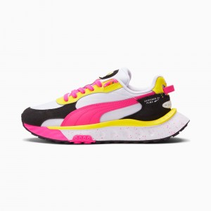 Tenis Puma Wild Rider Rollin' Jr Blancos Rosas Amarillos | 26974LAVQ
