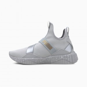 Tenis Training Puma Defy Mid Metal Plateados | 47586VFMB