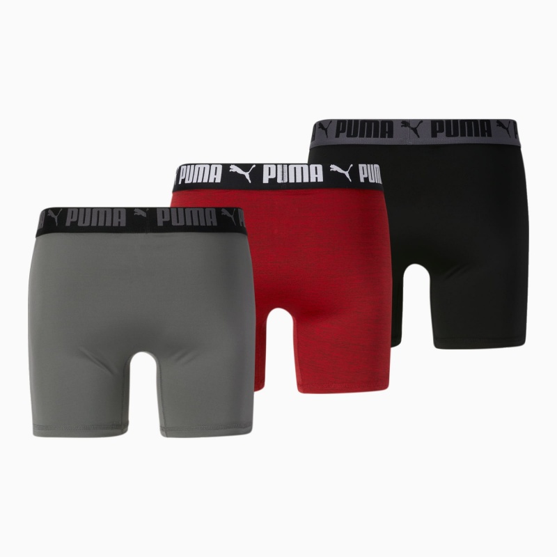 Bragas Puma Atléticos Boxer Briefs [3 Pack] Rojos Grises | 69578FKXZ