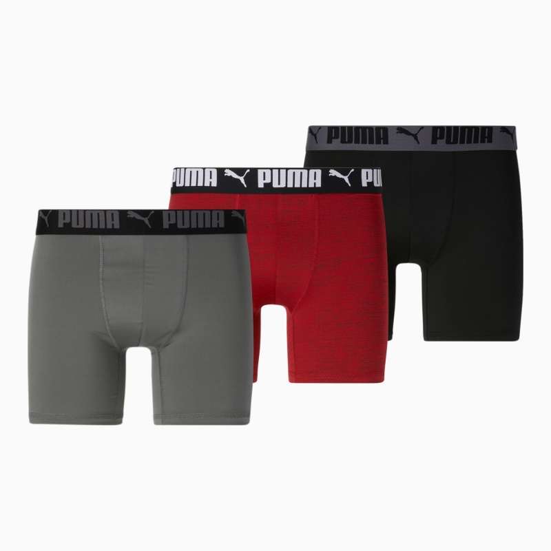 Bragas Puma Atléticos Boxer Briefs [3 Pack] Rojos Grises | 69578FKXZ