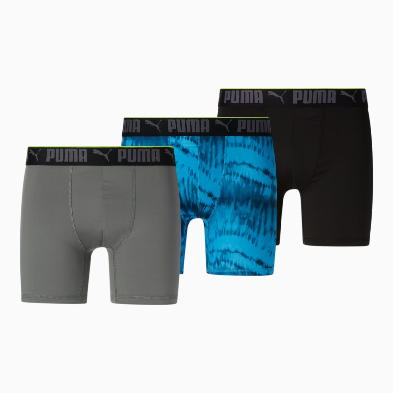 Bragas Puma Boxer Briefs [3 Pack] Azules Negros | 78561LKPB