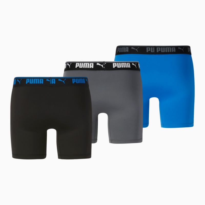 Bragas Puma Entrenamiento Boxer Briefs [3 Pack] Azules Grises | 41572SJMR