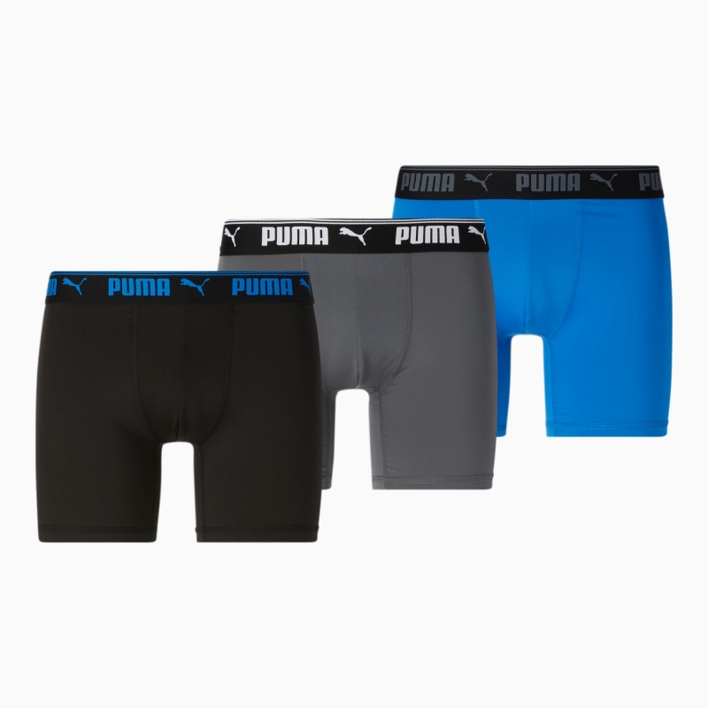 Bragas Puma Entrenamiento Boxer Briefs [3 Pack] Azules Grises | 41572SJMR