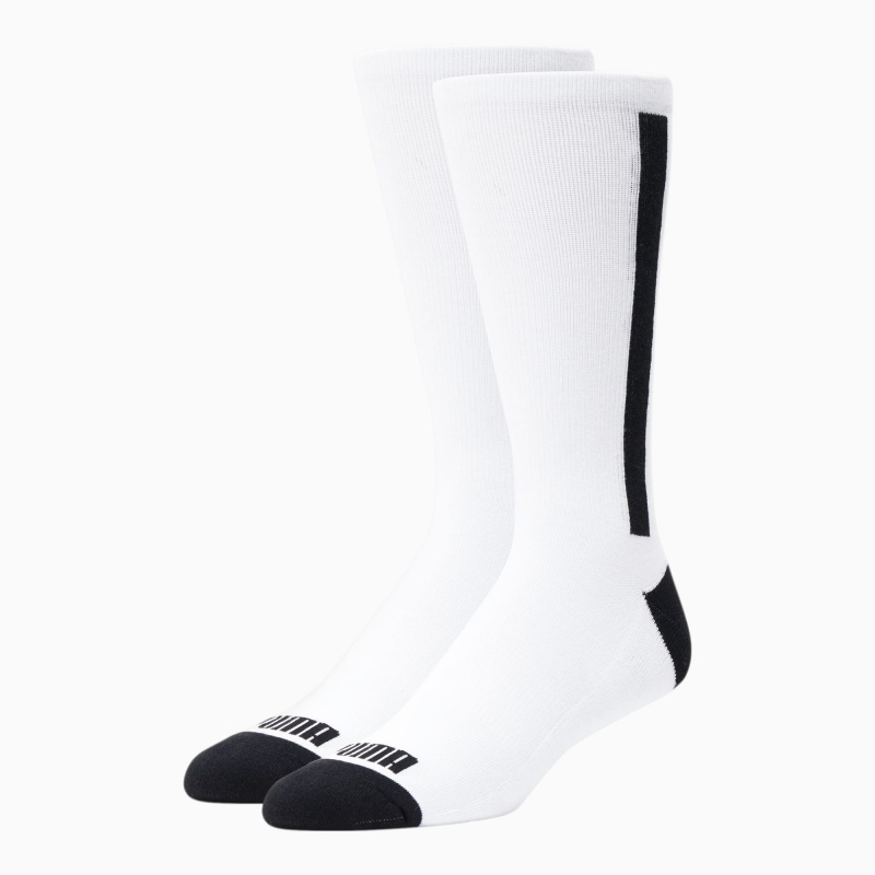 Calcetines Puma Crew Stripe [2 Pack] Blancos Negros | 70593NHET