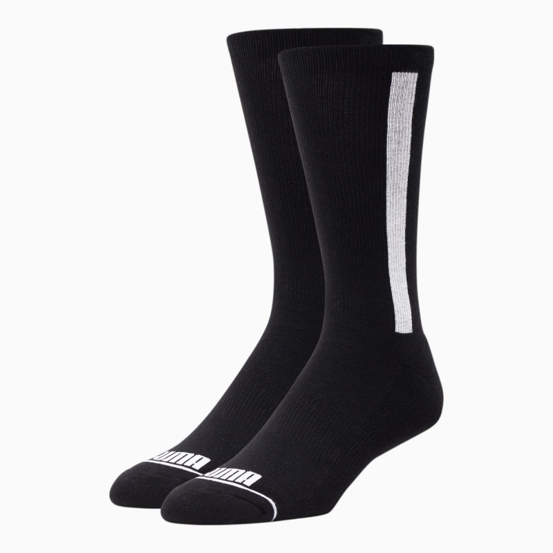 Calcetines Puma Crew Stripe [2 Pack] Negros Blancos | 60895VDXH