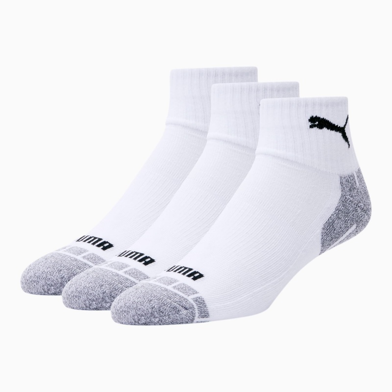 Calcetines Puma Quarter Crew Cat [3 Pack] Blancos Negros | 13629SRCM