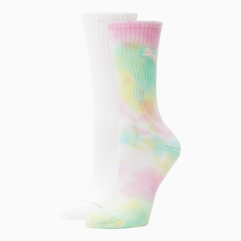 Calcetines Puma Tie Die Crew Socks [2 Pack] Blancos | 16340OXZY