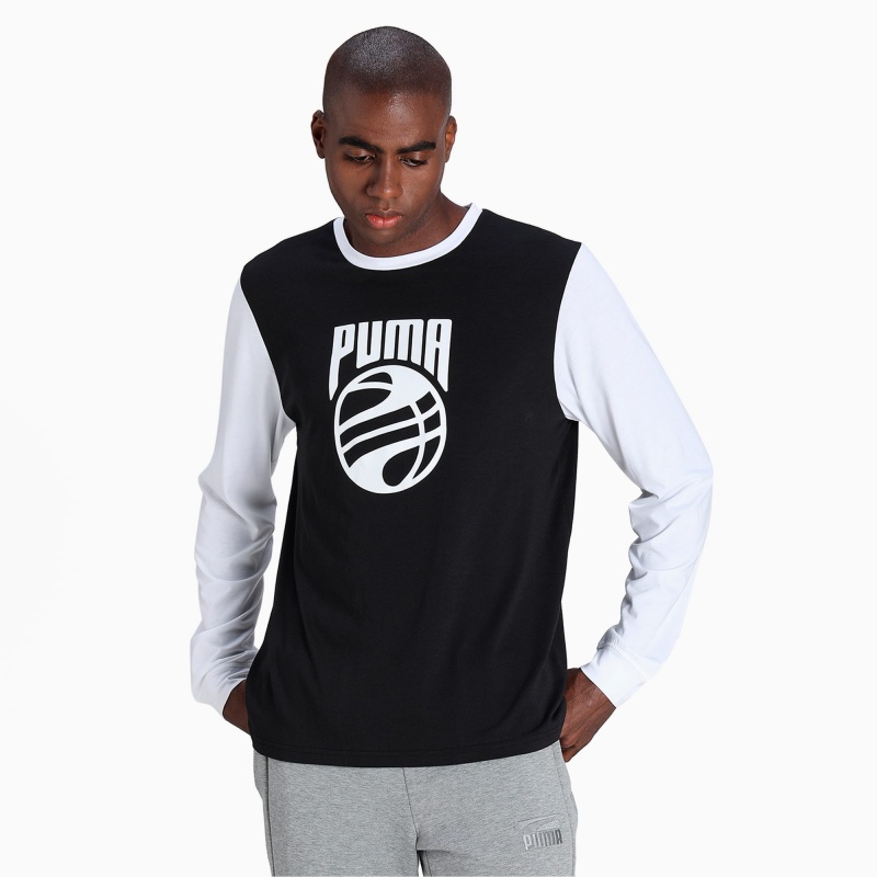 Camisa Puma Splash Shooting Blancos Negros | 28491QPDG