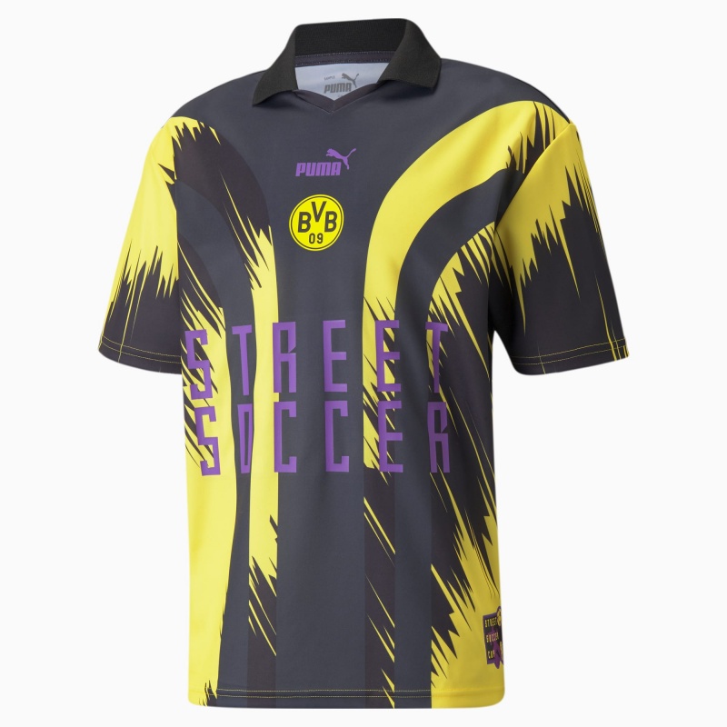 Camiseta Puma BVB Calle Soccer Soccer Negros Amarillos | 51427WCHZ