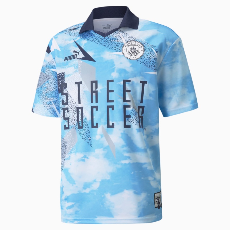 Camiseta Puma Man City Calle Soccer Soccer Azules Claro | 15836TRJB