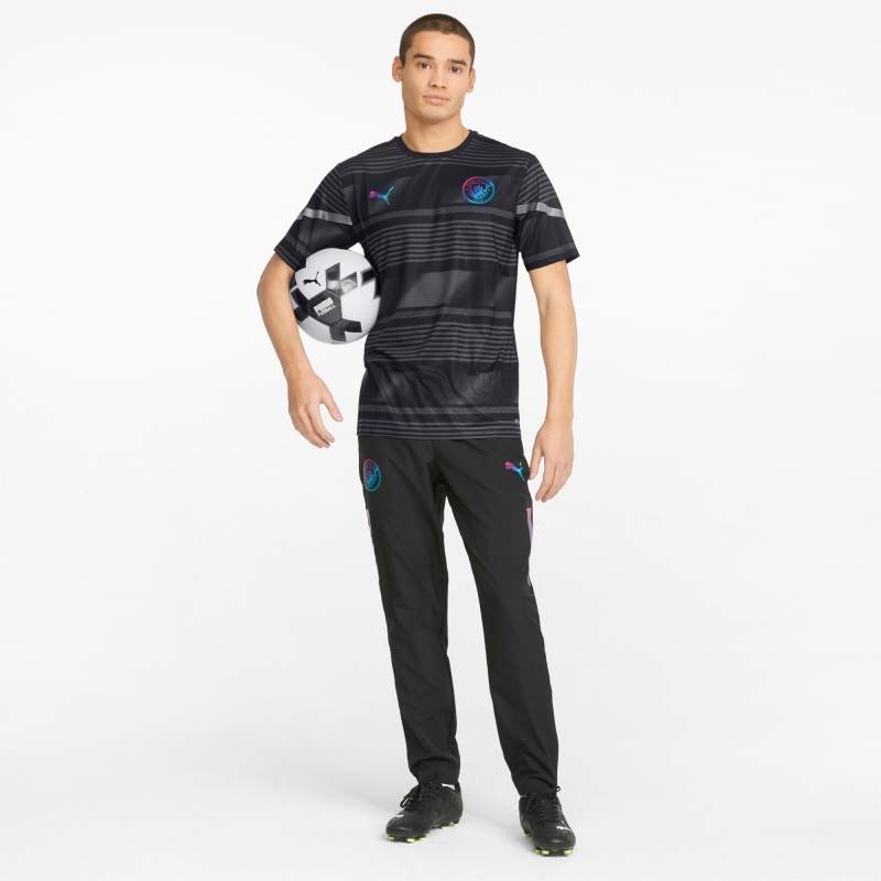 Camiseta Puma Man City Prematch Soccer Negros | 06379QMIR