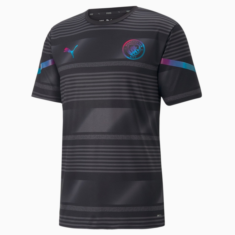 Camiseta Puma Man City Prematch Soccer Negros | 06379QMIR