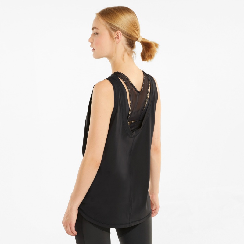 Camiseta sin Manga Puma CLOUDSPUN High Neck Entrenamiento Negros | 35178WHCG