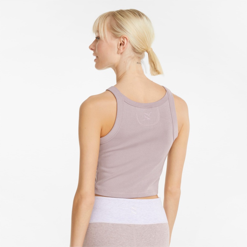 Camiseta sin Manga Puma Exhale Acanalado Entrenamiento Quail | 61583NMLA