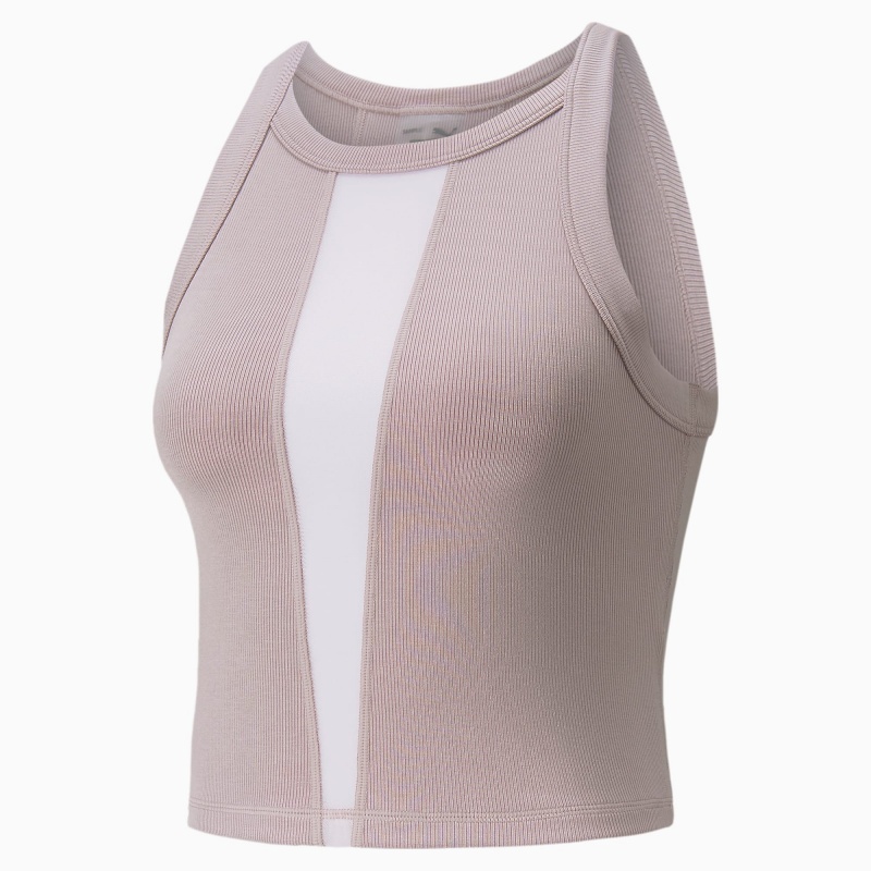 Camiseta sin Manga Puma Exhale Acanalado Entrenamiento Quail | 61583NMLA