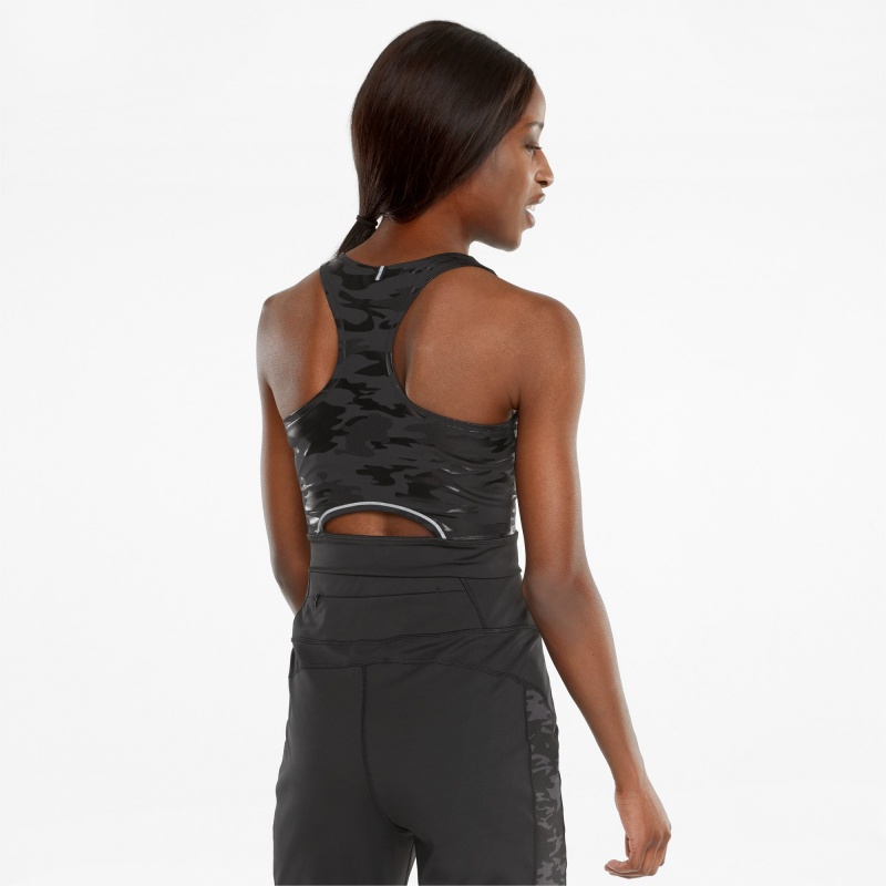 Camiseta sin Manga Puma High Shine Cropped Correr Negros | 79284XZHT