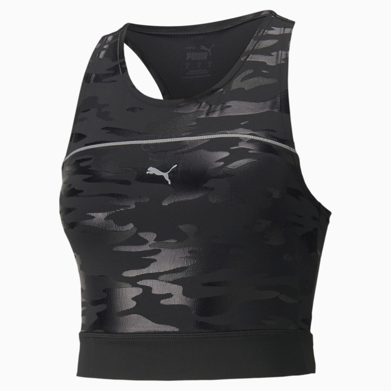 Camiseta sin Manga Puma High Shine Cropped Correr Negros | 79284XZHT