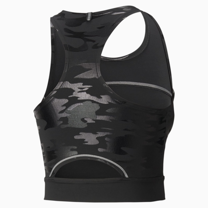 Camiseta sin Manga Puma High Shine Cropped Correr Negros | 79284XZHT