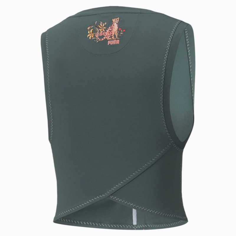 Camiseta sin Manga Puma PUMA x LIBERTY Forever Luxe Entrenamiento Verdes | 21673RGMB