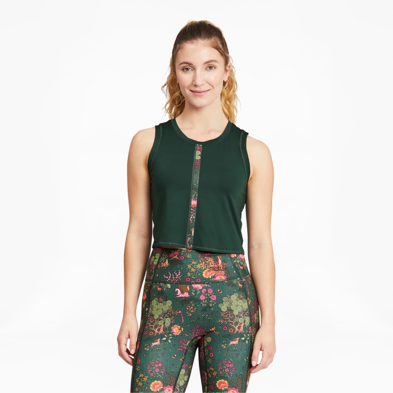 Camiseta sin Manga Puma PUMA x LIBERTY Forever Luxe Entrenamiento Verdes | 21673RGMB