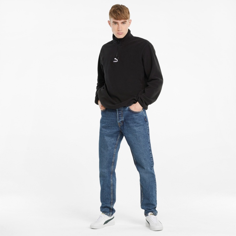 Chamarras Puma Classics Polar Fleece Half-Zip Negros | 48016ZBNR