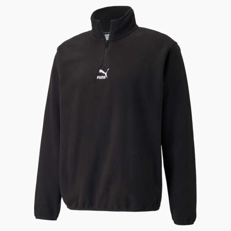 Chamarras Puma Classics Polar Fleece Half-Zip Negros | 48016ZBNR