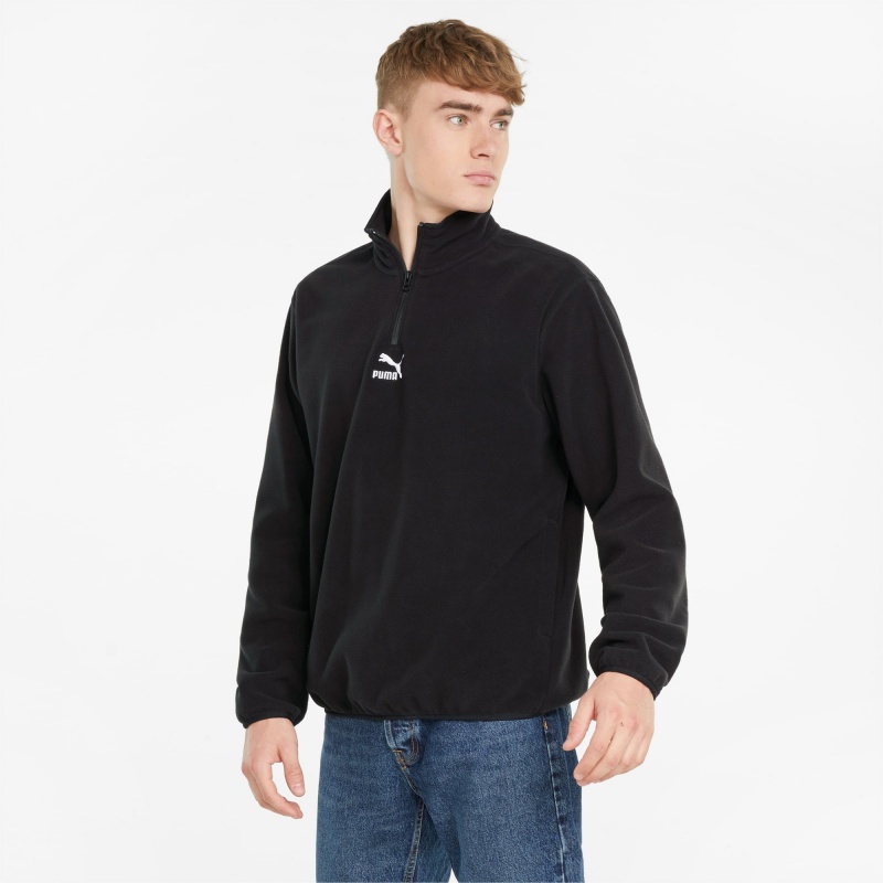 Chamarras Puma Classics Polar Fleece Half-Zip Negros | 48016ZBNR