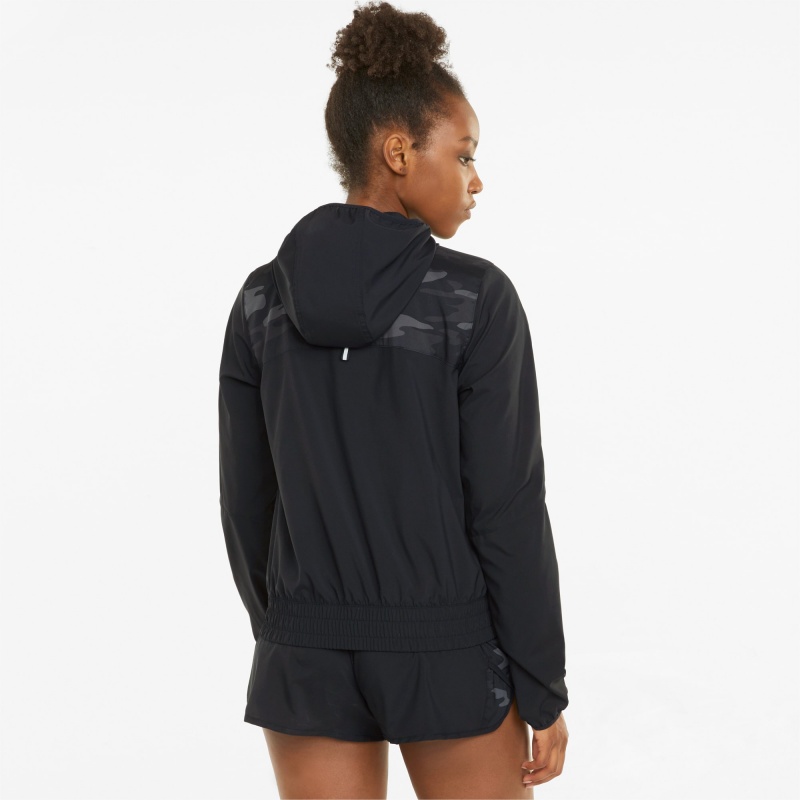 Chamarras Puma Estampados Encapuchado Correr Negros | 42705UOAC