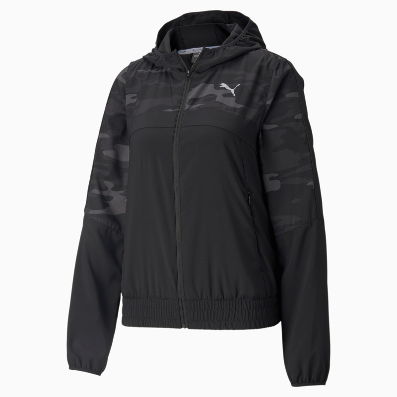 Chamarras Puma Estampados Encapuchado Correr Negros | 42705UOAC