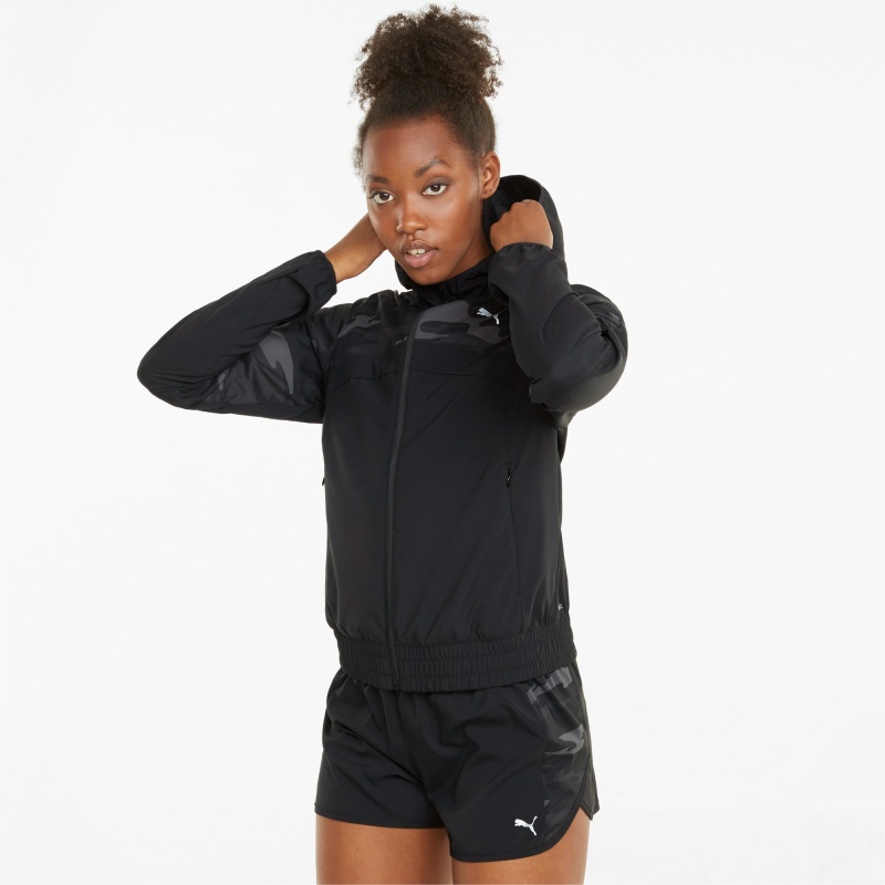 Chamarras Puma Estampados Encapuchado Correr Negros | 42705UOAC