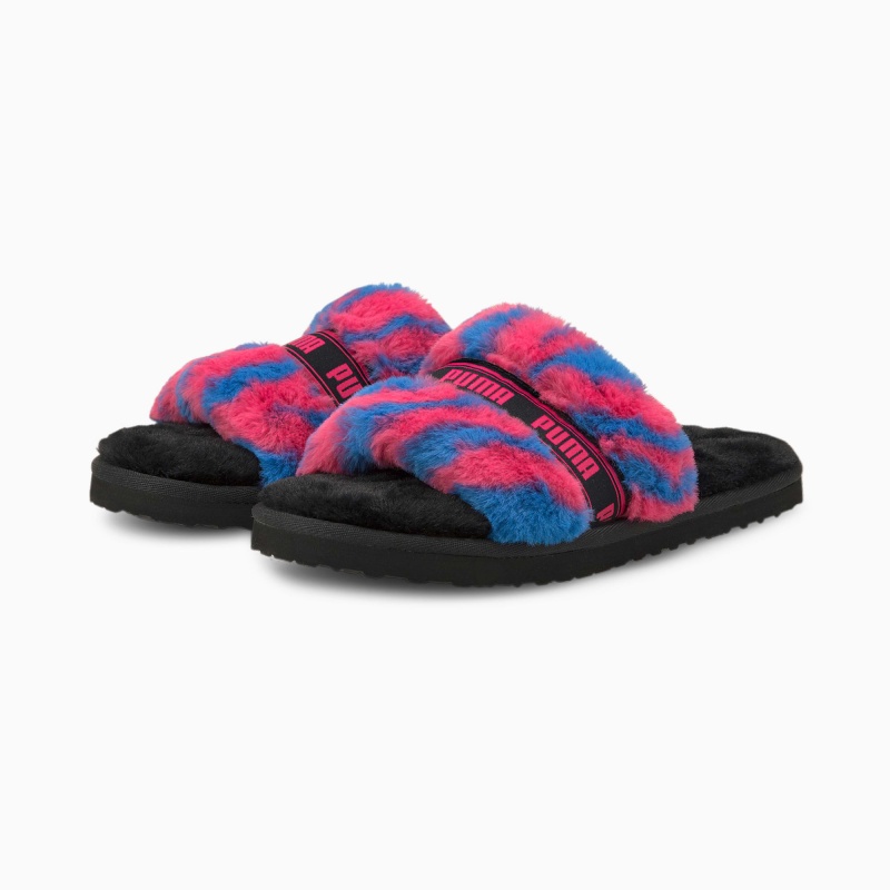 Chanclas Puma Fluff Wild Negros Morados Azul Rey | 49650DEPX