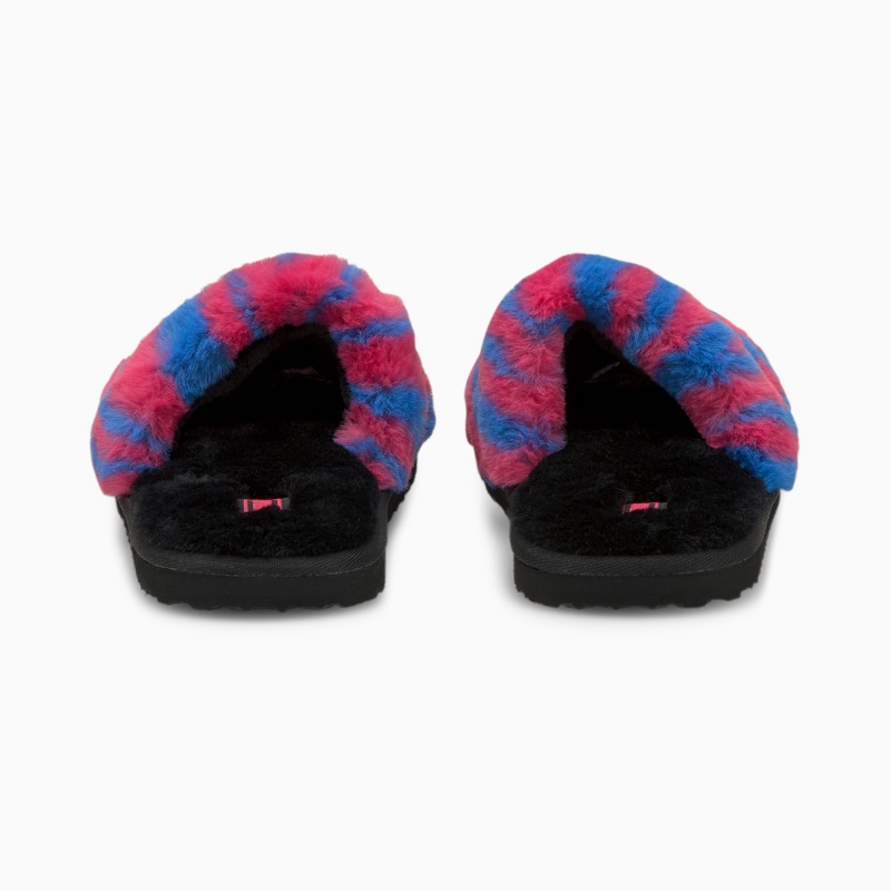 Chanclas Puma Fluff Wild Negros Morados Azul Rey | 49650DEPX