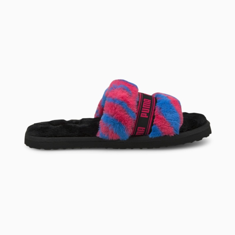 Chanclas Puma Fluff Wild Negros Morados Azul Rey | 49650DEPX