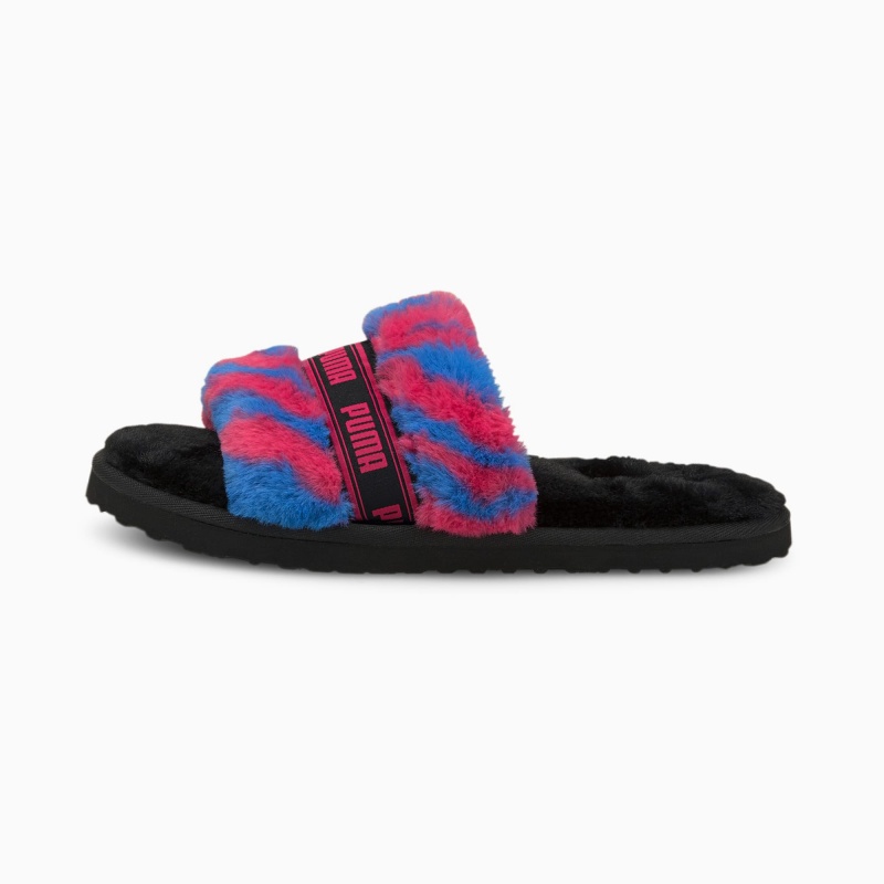 Chanclas Puma Fluff Wild Negros Morados Azul Rey | 49650DEPX