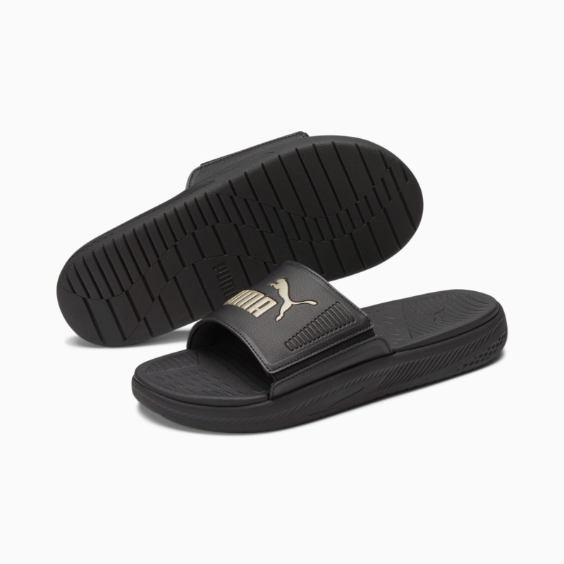 Chanclas Puma Softride Negros Dorados | 98150VNOE