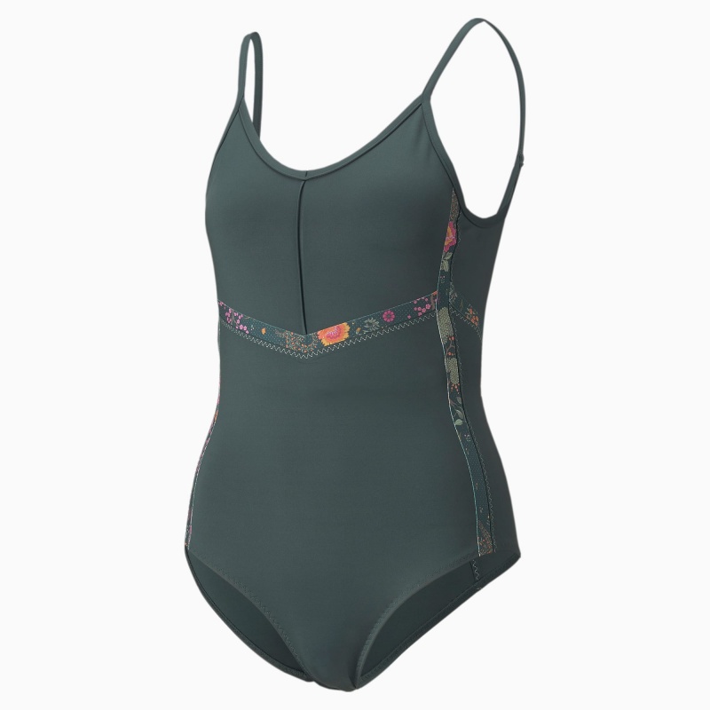 Leotard Puma PUMA x LIBERTY Forever Luxe Entrenamiento Verdes | 59846SUIO