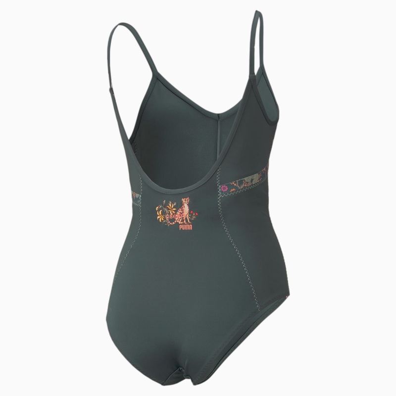Leotard Puma PUMA x LIBERTY Forever Luxe Entrenamiento Verdes | 59846SUIO