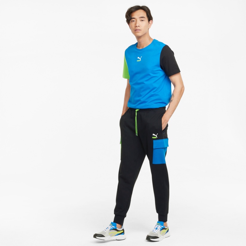 Pantalon Puma CLSX French Terry Cargo Negros Verdes Azules | 35426SNWD