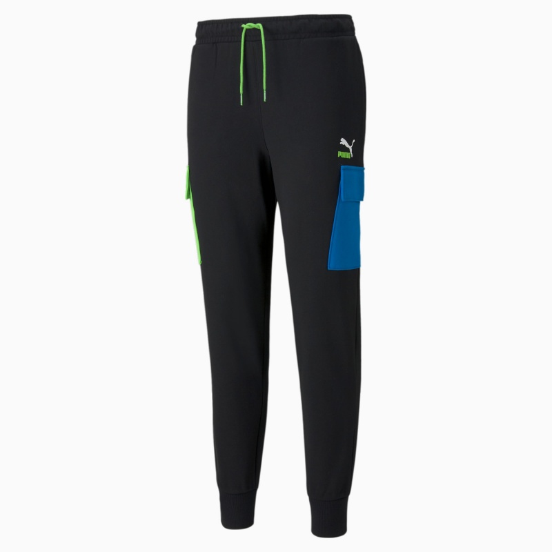 Pantalon Puma CLSX French Terry Cargo Negros Verdes Azules | 35426SNWD