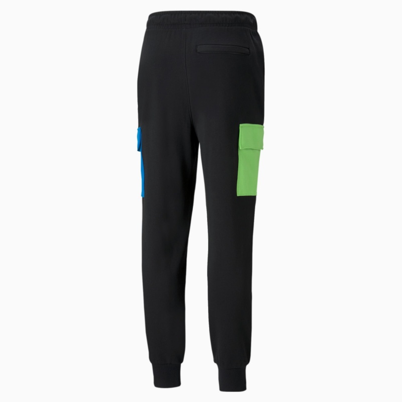 Pantalon Puma CLSX French Terry Cargo Negros Verdes Azules | 35426SNWD