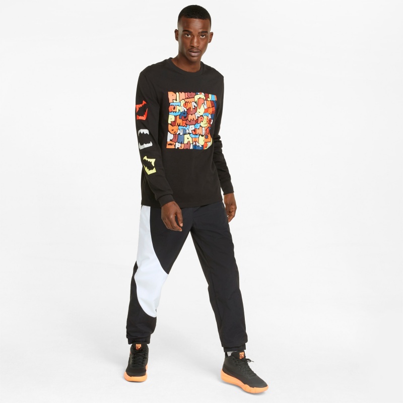 Pantalon Puma Clyde Basketball Negros Blancos | 35708QXPJ