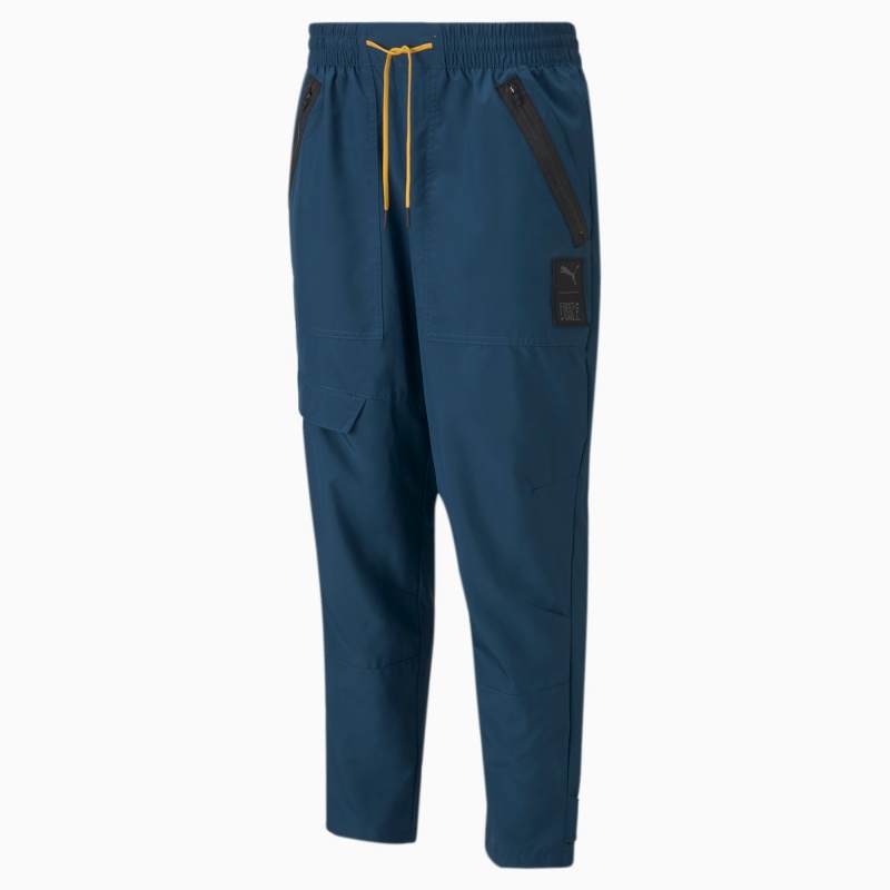 Pantalon Puma PUMA x FIRST MILE Woven Entrenamiento Azules | 08196UAMJ