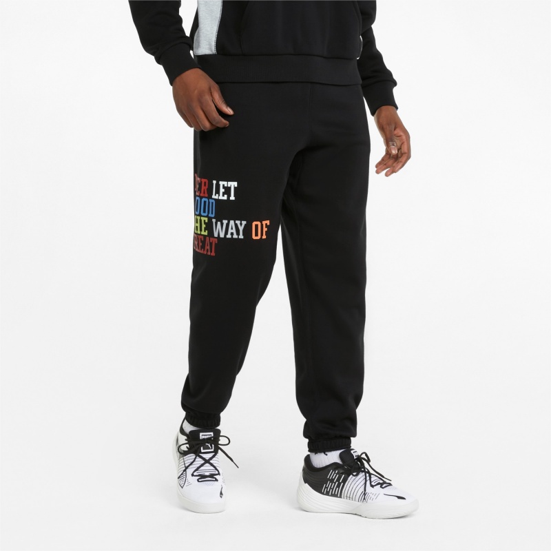 Pantalon Puma Playbook Basketball Negros | 59741KFBU