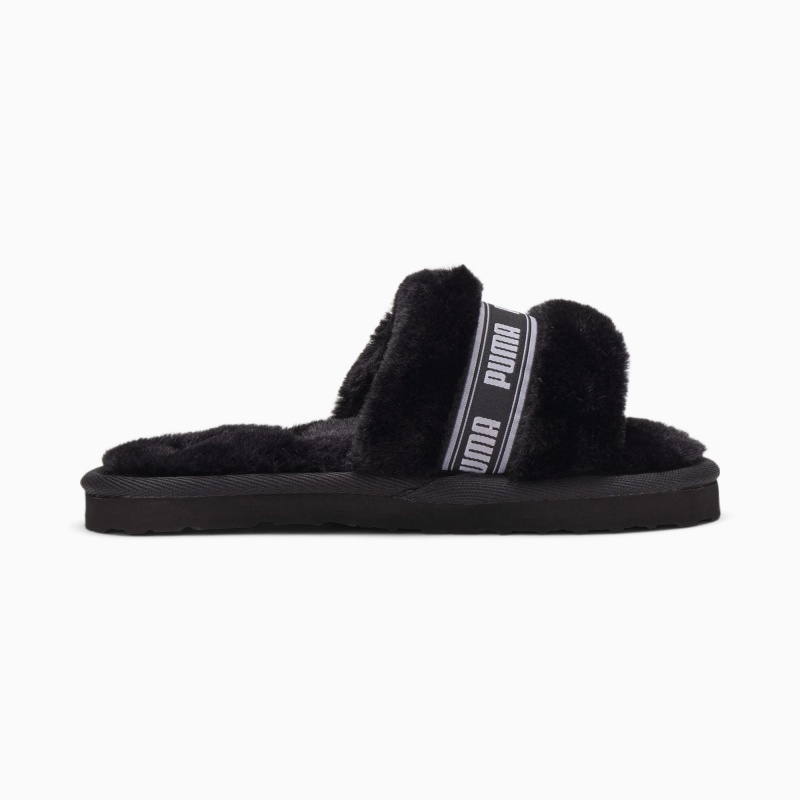 Pantuflas Puma Fluff Little Negros Blancos | 97028JHMX