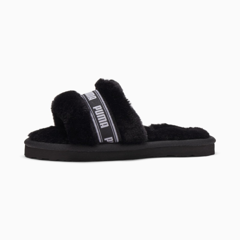 Pantuflas Puma Fluff Little Negros Blancos | 97028JHMX